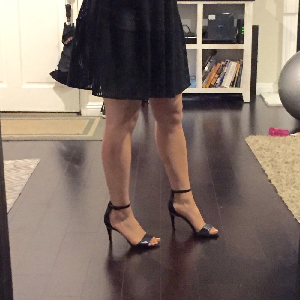 Vince Camuto Black Open-Toe Ankle Strap Heels